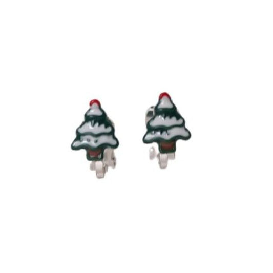 Kids Christmas Tree Clip On Earrings