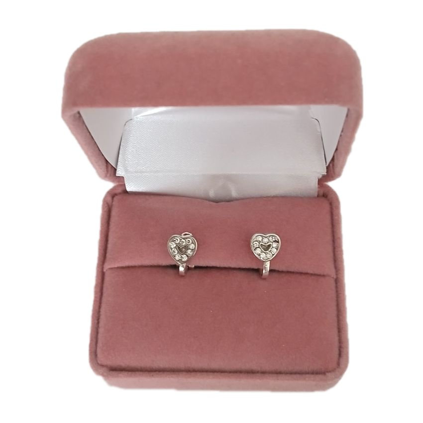 Kids Diamante Heart Clip On Earrings(2)