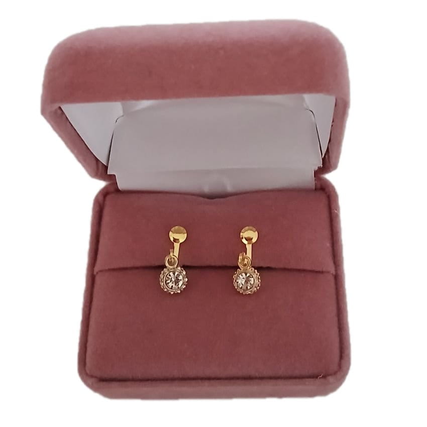 Kids Small Diamante And Gold Clip On Earrings(2)