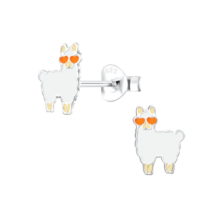 Kids Sterling Silver Coloured Llama Earrings