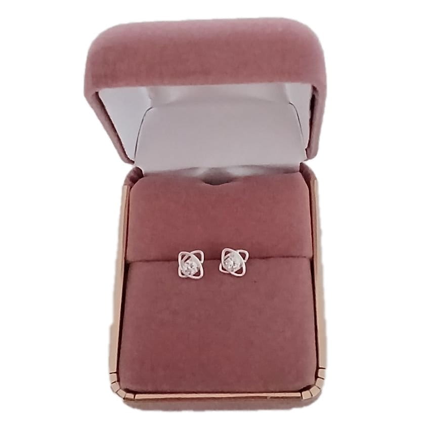 Kids CZ Centre Sterling Silver Stud Earrings(2)