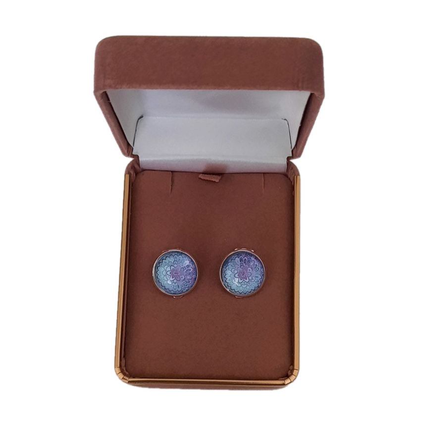 Ladies Blue Flower Clip On Earrings(2)