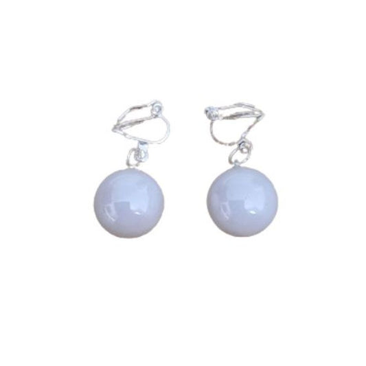 Large 14mm Pearl Ball Clip On Earrings