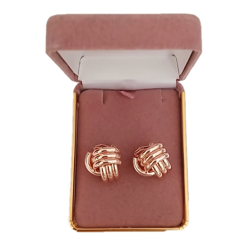 Large Rose Gold Knot Clip On Earrings(2)