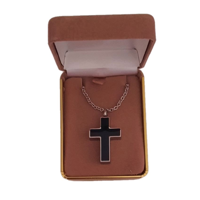 Large Black Cross Cremation Ashes Locket(2)