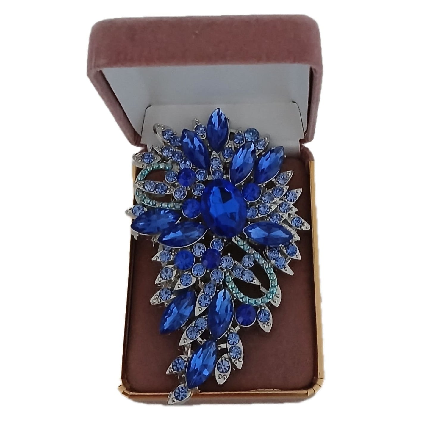 Large Blue And Crystal Brooch(2)