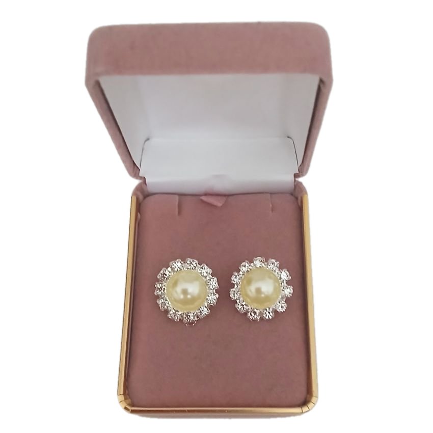 Lemon Yellow Diamante Clip On Earrings(2)