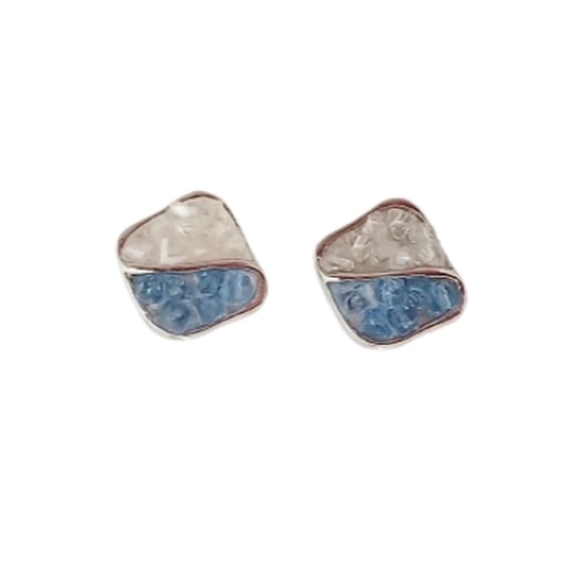 Light Blue Square Clip On Earrings