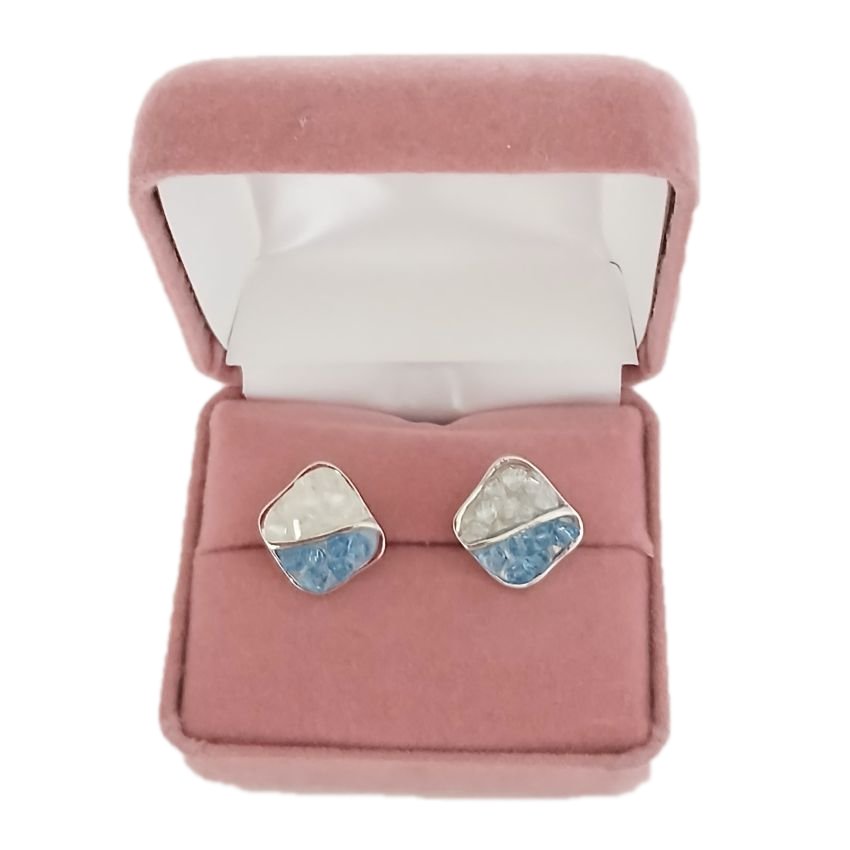 Light Blue Square Clip On Earrings(2)