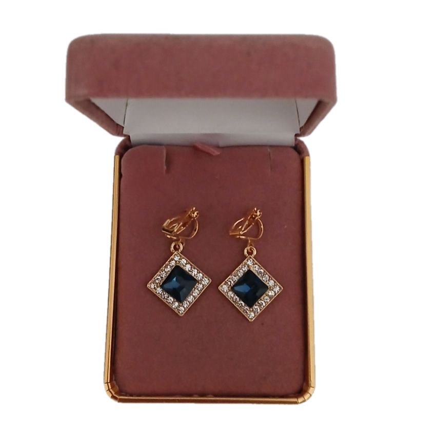 Light Navy Blue Drop Clip On Earrings(2)