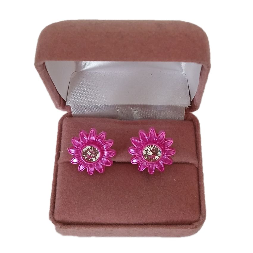 Light Plastic Cerise Pink Clip On Earrings(2)