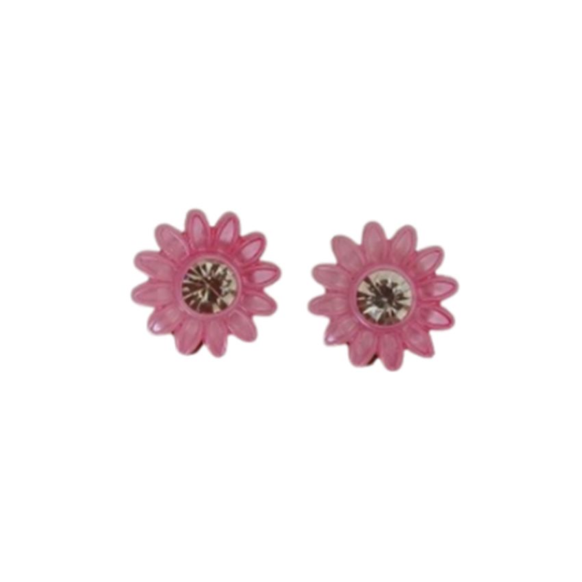 Light Plastic Dark Pink Clip On Earrings