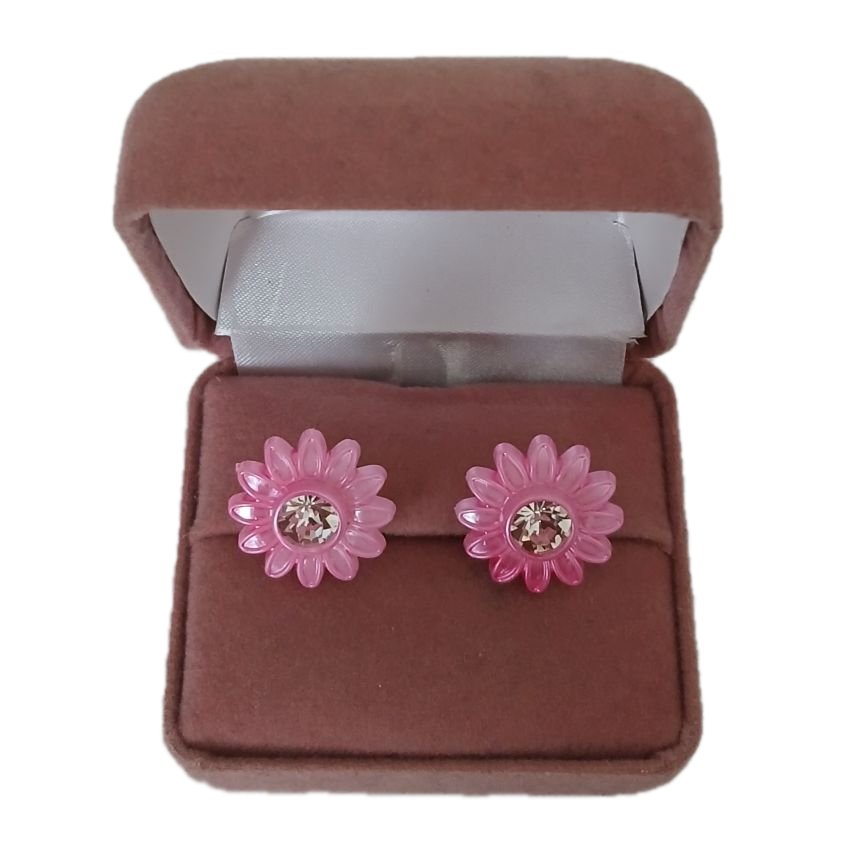 Light Plastic Dark Pink Clip On Earrings(2)