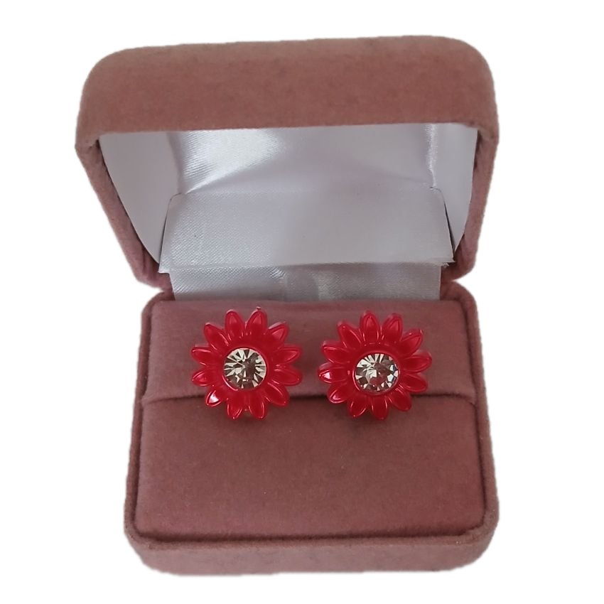 Light Plastic Ruby Red Clip On Earrings(2)