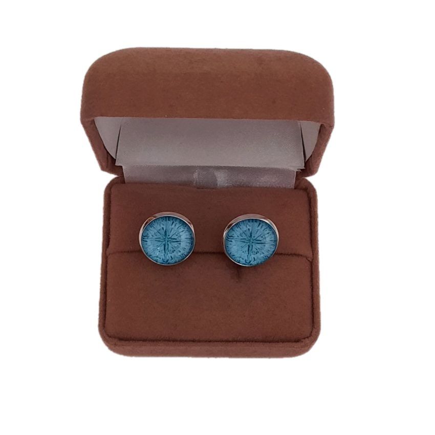 Light Blue Cabouchon Clip On Earrings