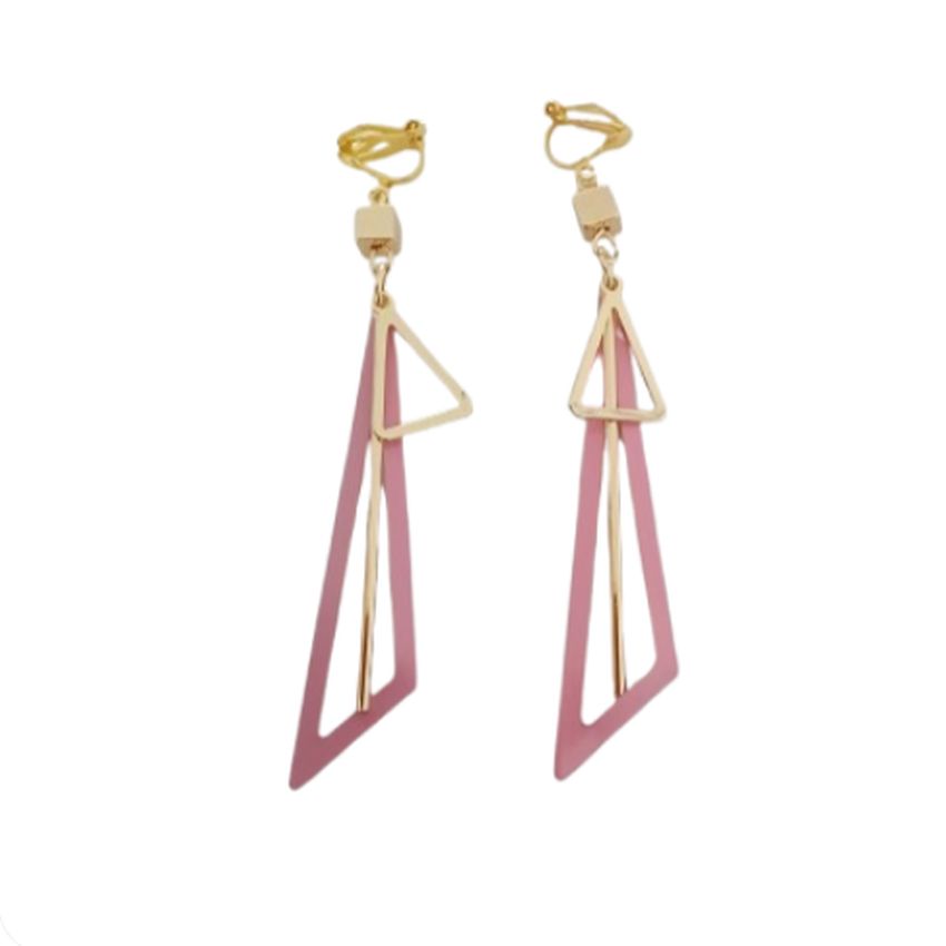 Long Dangly Pink Clip On Earrings