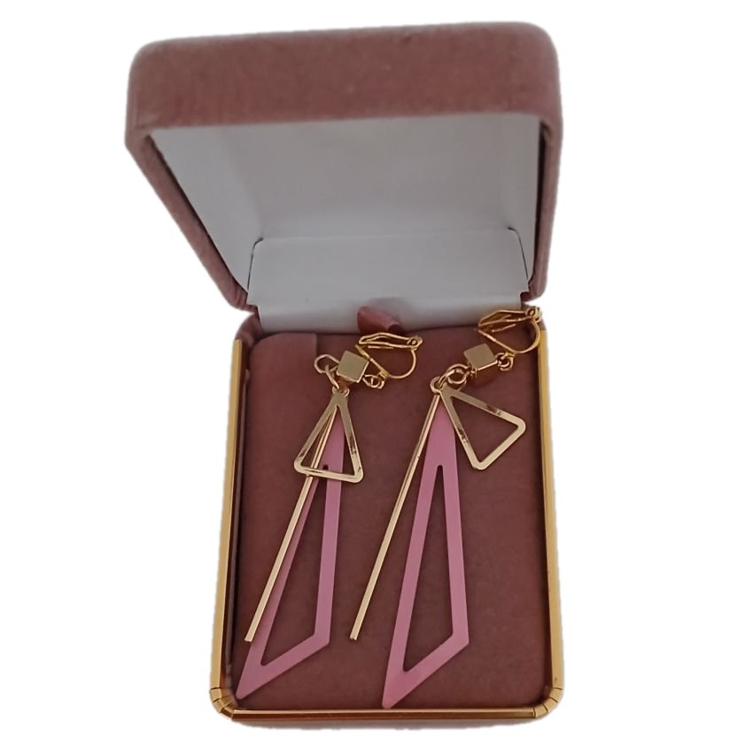 Long Dangly Pink Clip On Earrings(2)