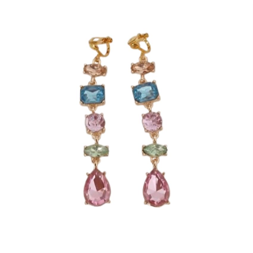 Long Multi Colour Clip On Earrings
