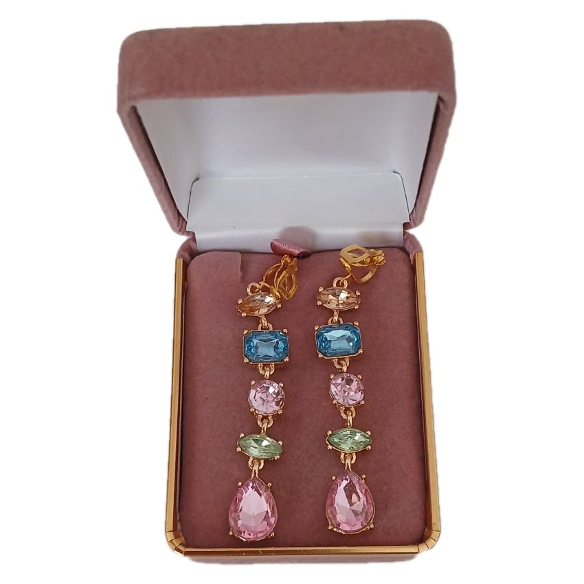 Long Multi Colour Clip On Earrings(2)