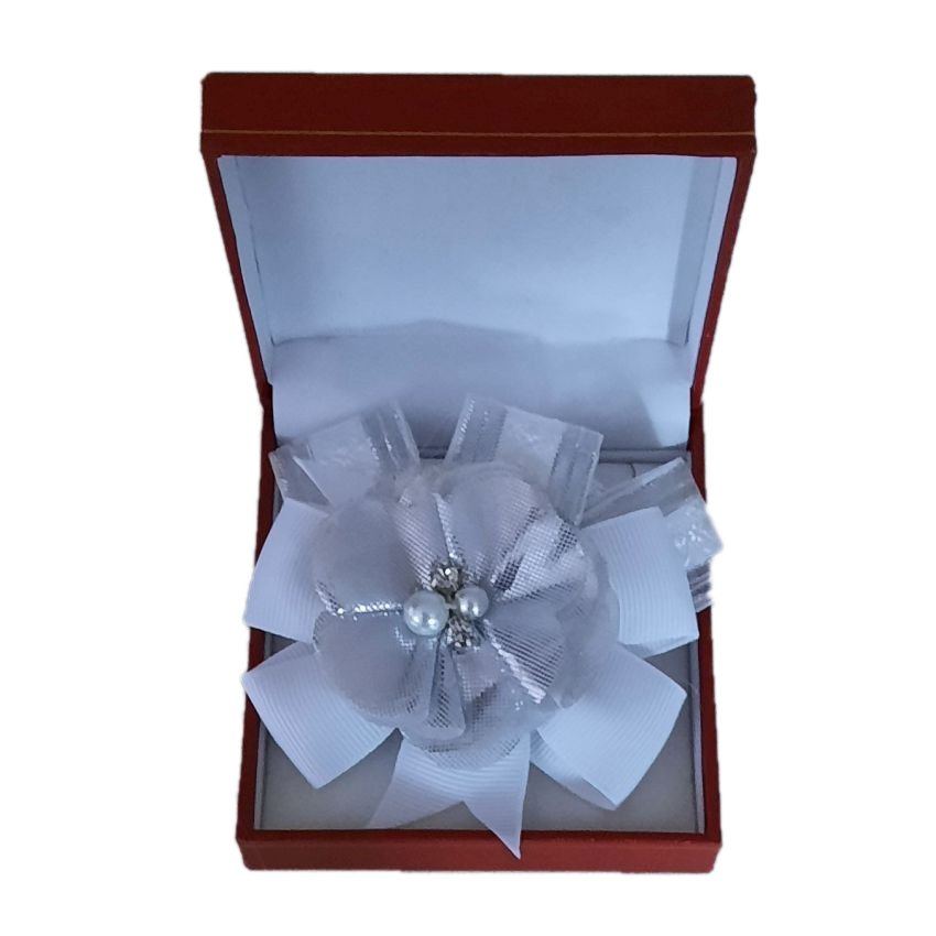 Metallic Silver Flower Wrist Corsage