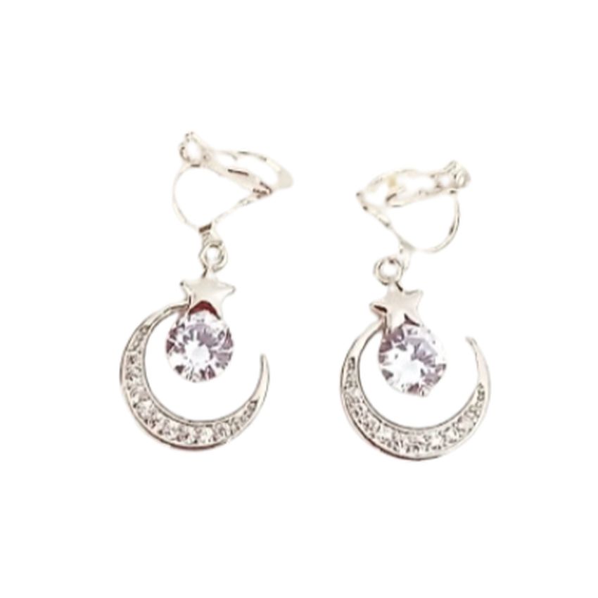 Moon And Star Clip On Earrings