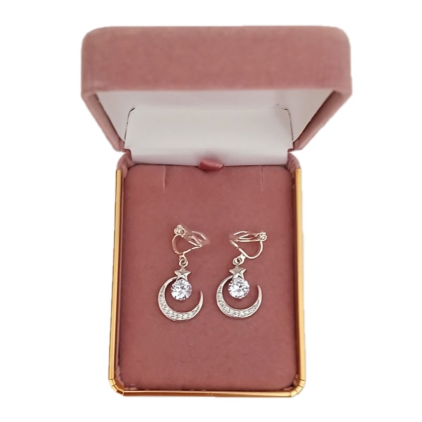 Moon And Star Clip On Earrings(2)