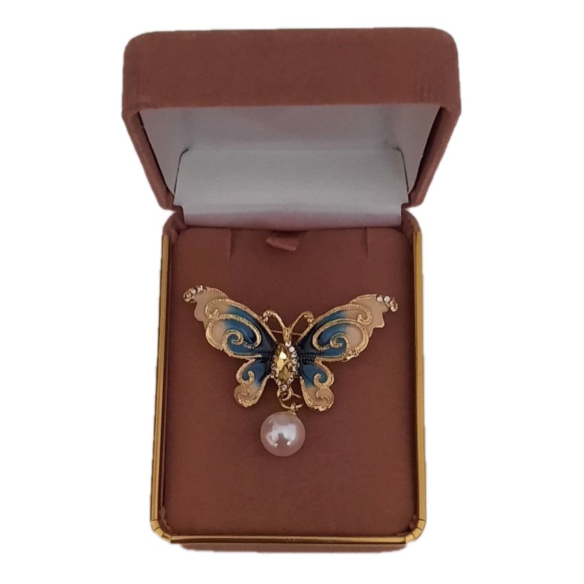 Multi Colour Pearl Butterfly Brooch(2)