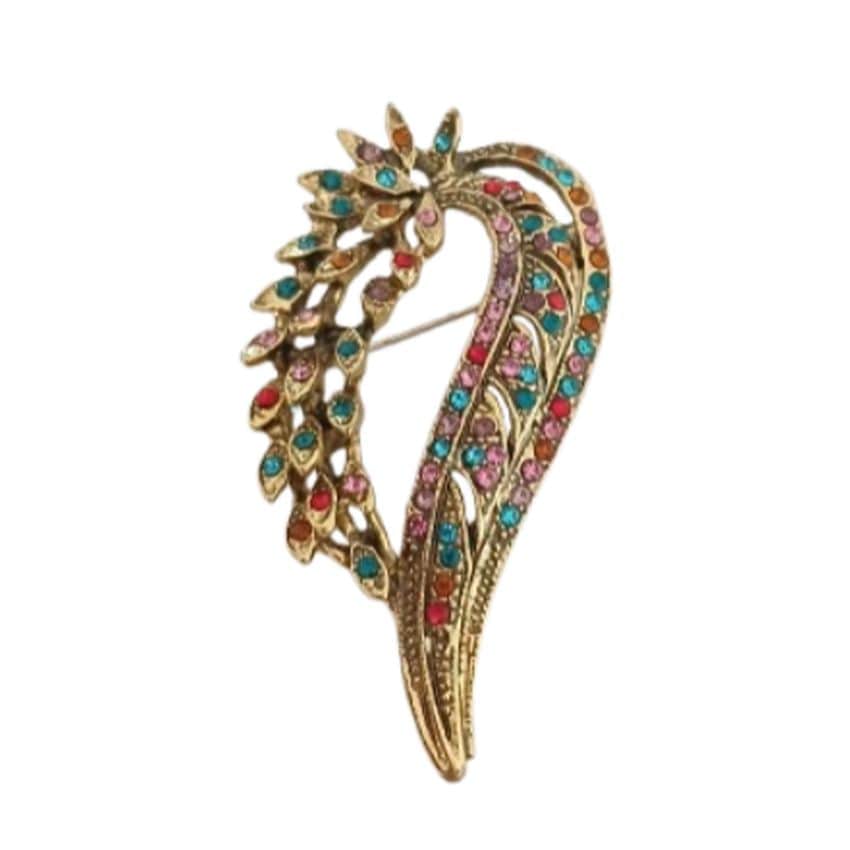 Multi Colour Wing Diamante Flower Brooch