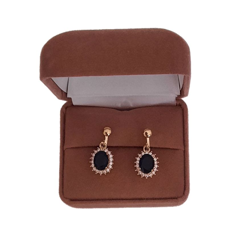 Navy Blue Diamante Clip On Earrings(2)