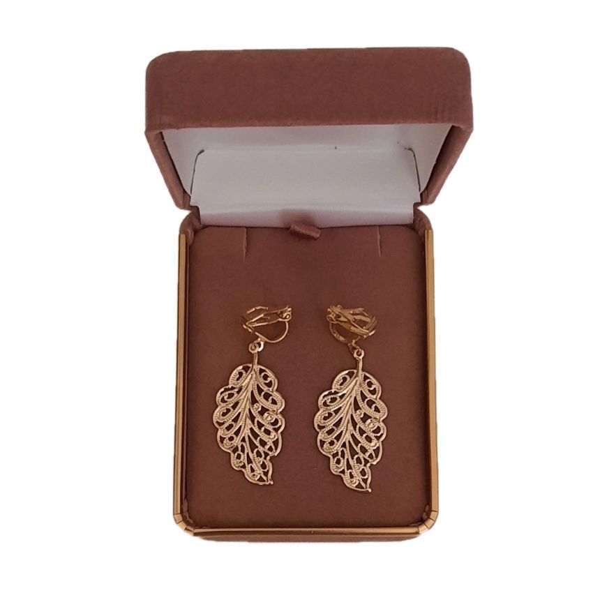 Open Edge Diamante Drop Gold Clip On Earrings(2)