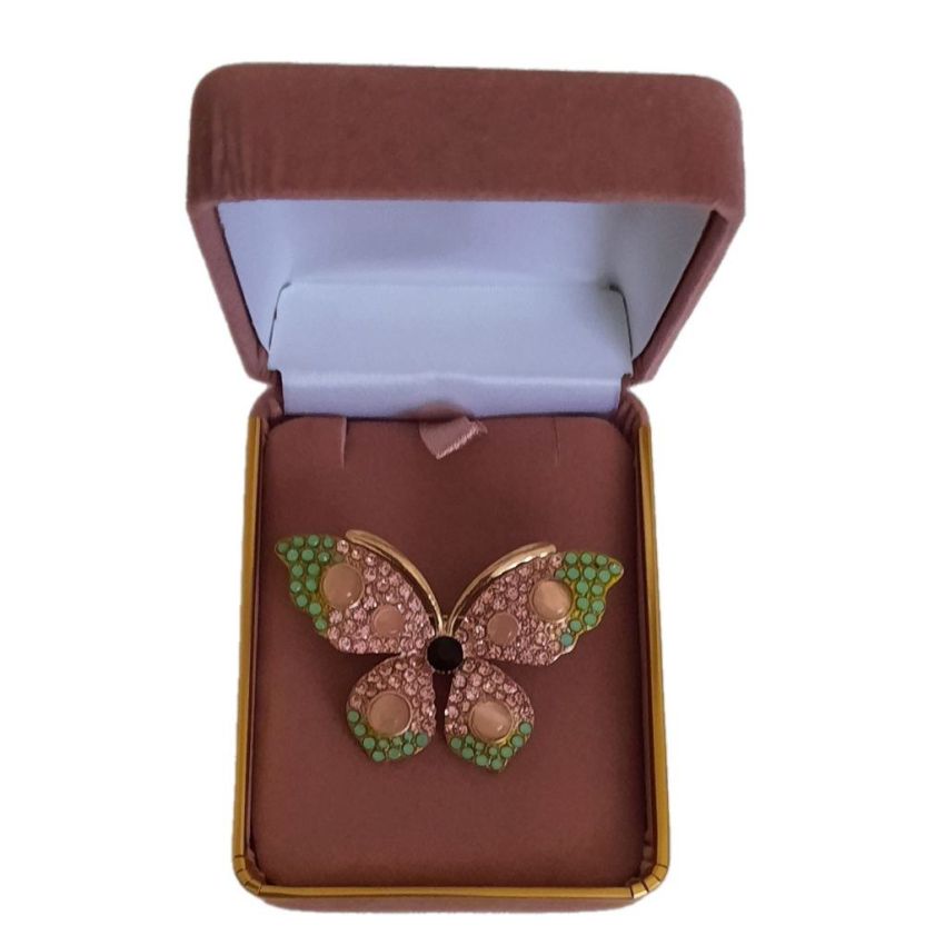 Open Pink Crystal Butterfly Brooch(2)