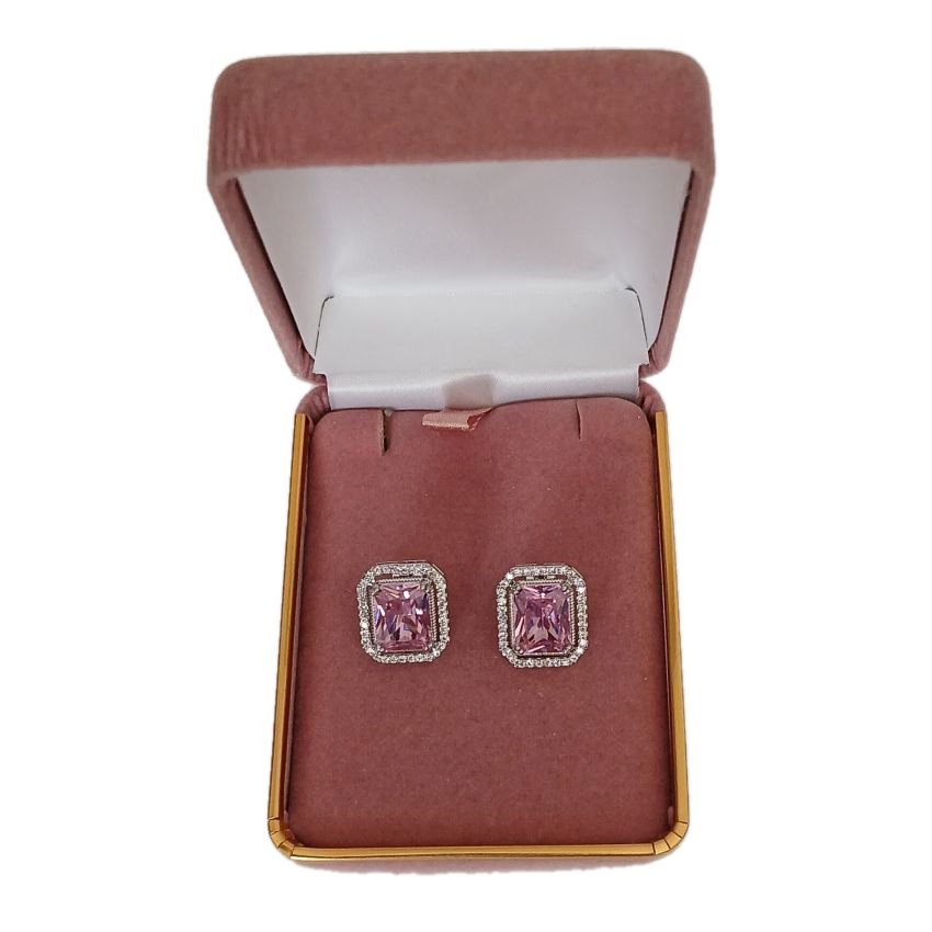 Pale Pink Diamante Clip On Earrings(2)