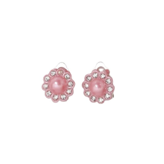 Pale Pink Flower Clip On Earrings