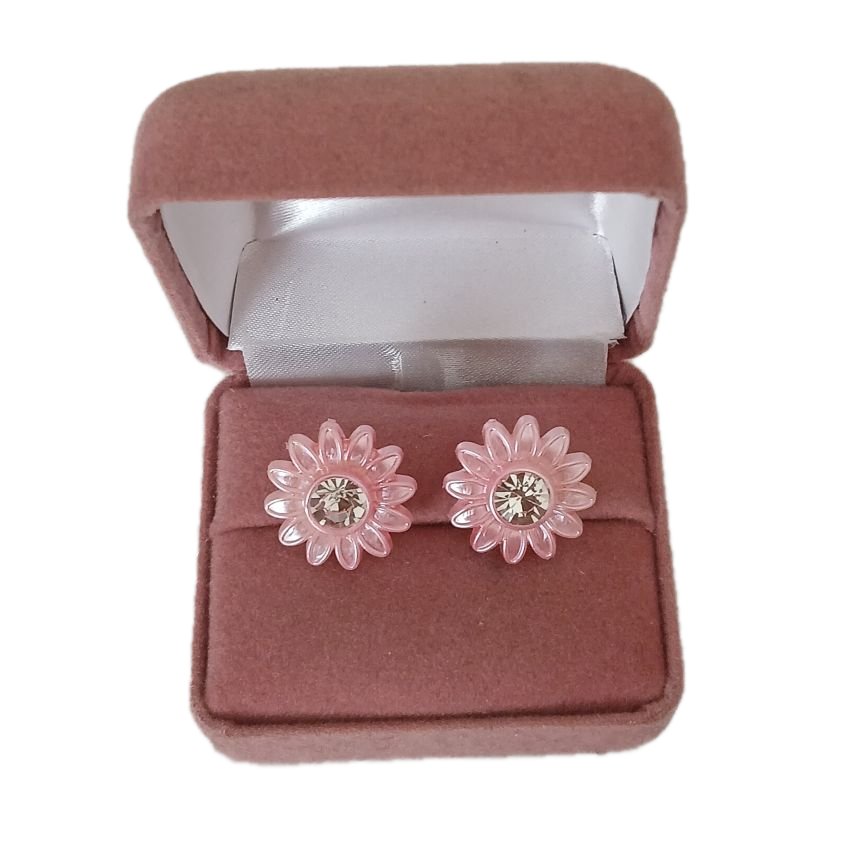Pale Pink Flower Clip On Earrings(2)