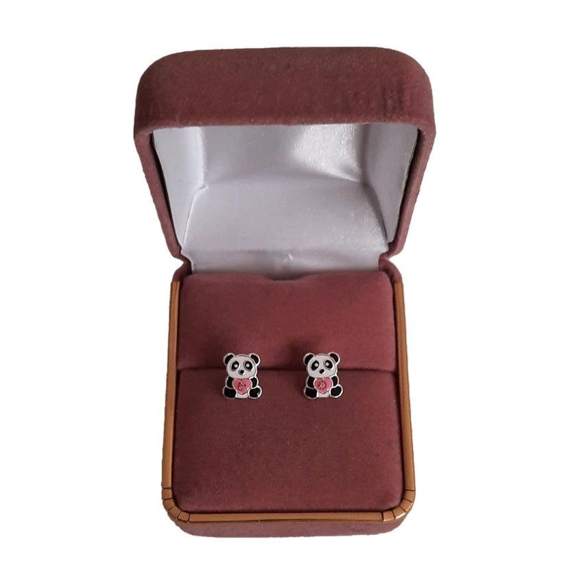 Panda Bear Face Sterling Silver Earrings(2)