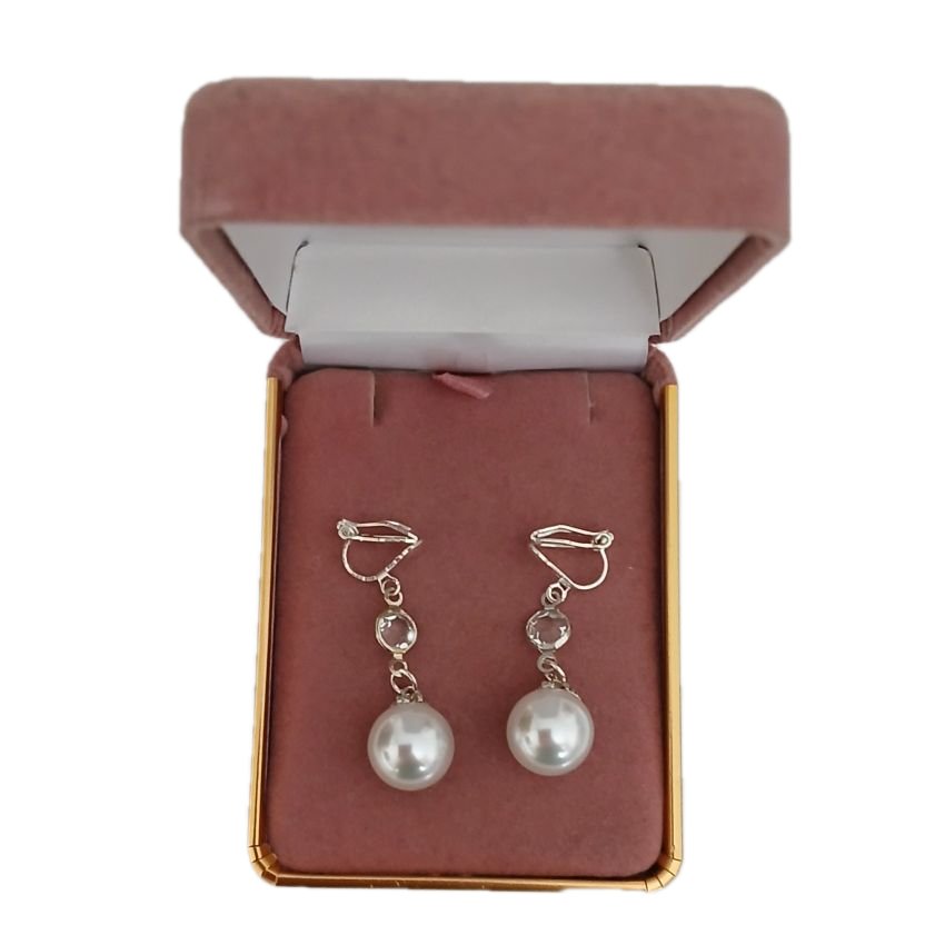 Pearl And CZ Drop Clip On Earrings(2)