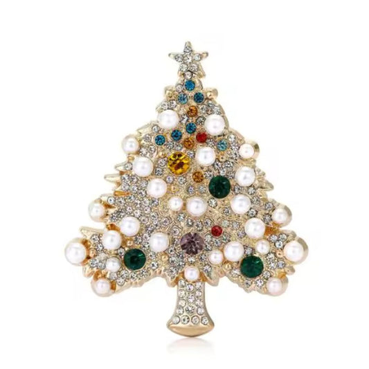 Pearl Set Christmas Tree Brooch