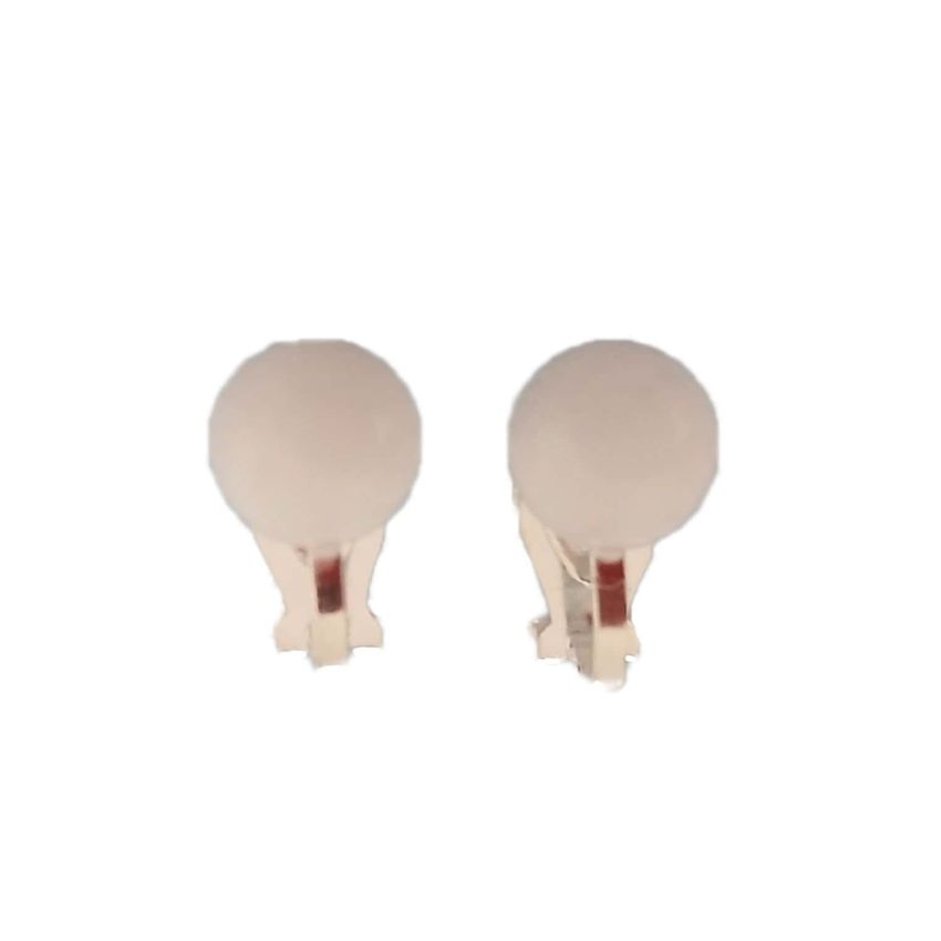 Pearl Bead Cross Communion Clip On Earrings