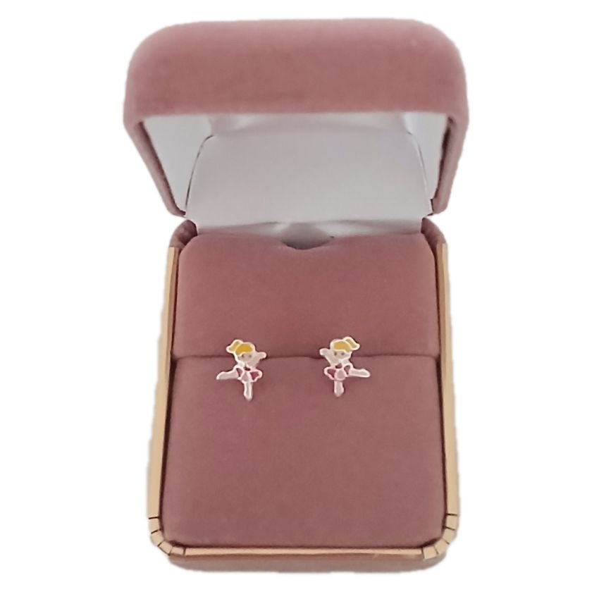 Pink Ballerina Sterling Silver Earrings(2)