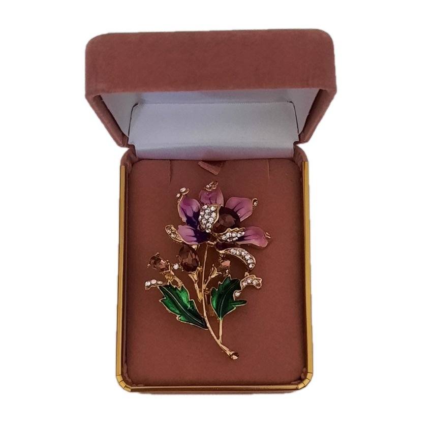 Pink Diamante Enamel Flower Brooch(2)