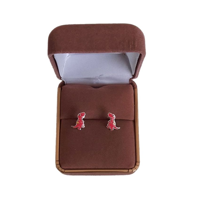 Pink Dinosaur Sterling Silver Stud Earrings(2)
