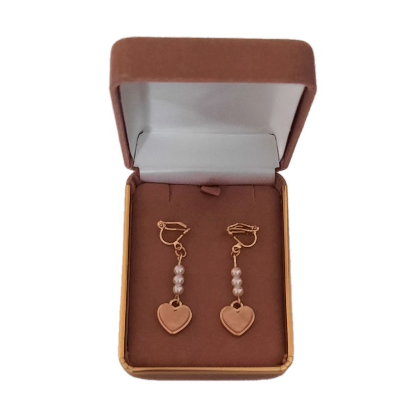 Pink Heart Drop Clip On Earrings(2)