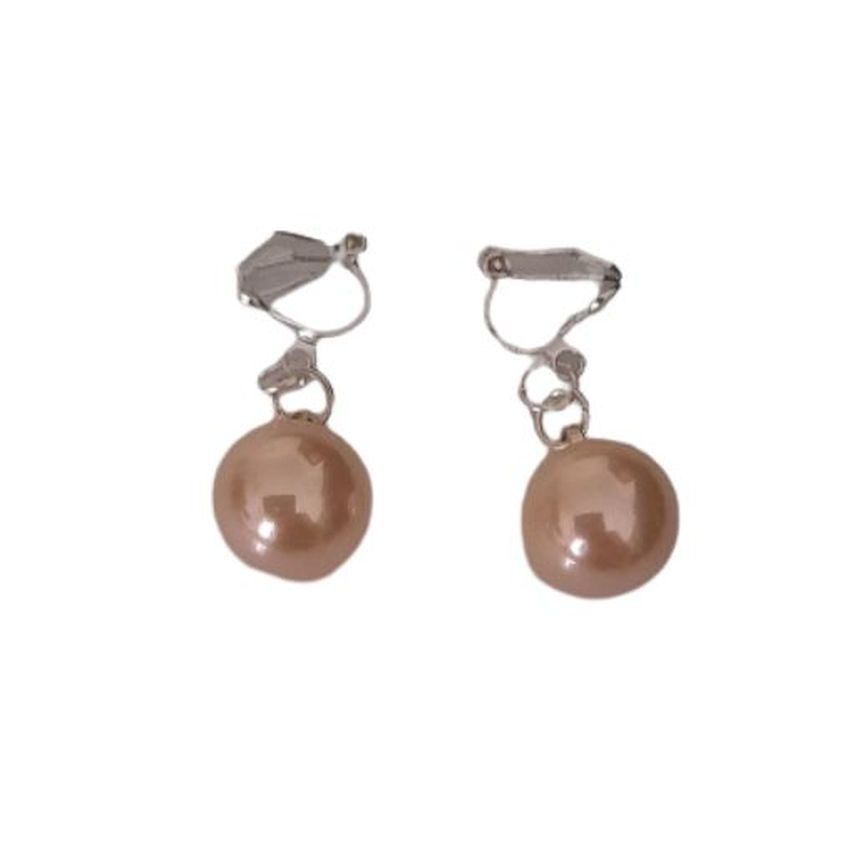 Pink Pearl Drop Clip On Earrings