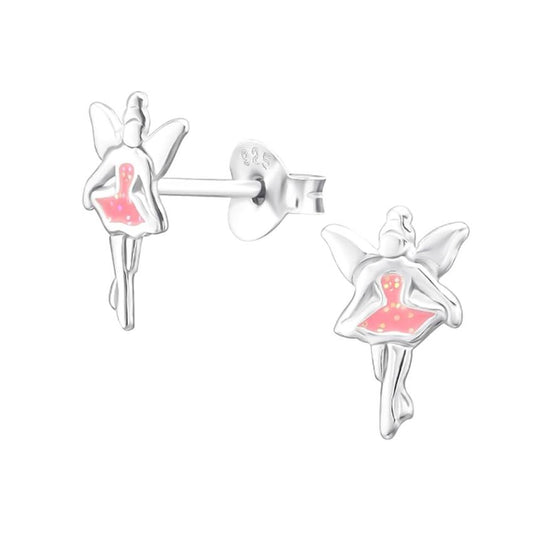 Pink Sterling Silver Girls Fairy Earrings