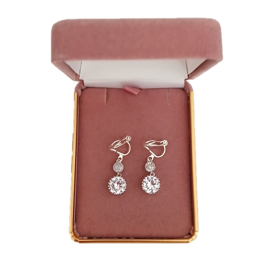 Pretty Crystal Clip On Drop Diamante Earrings(2)
