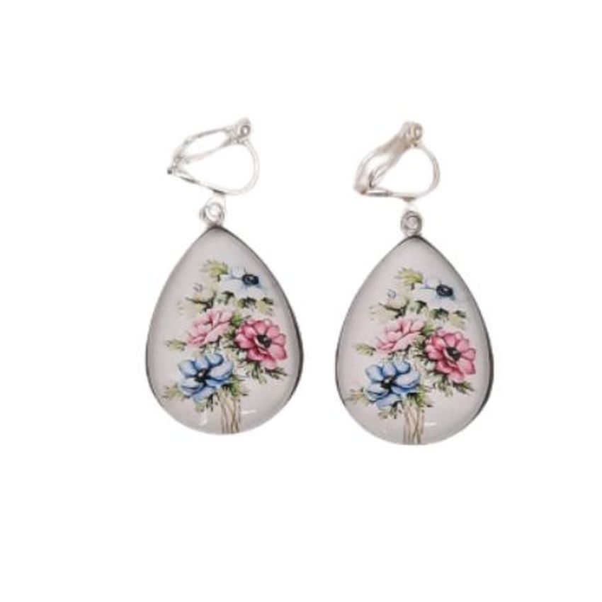 Pretty Drop Flower Clip On Earrings