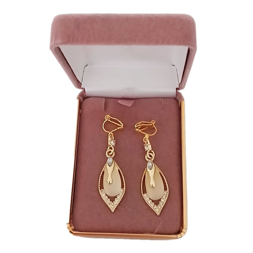 Pretty Gold Diamante Clip On Earrings(2)