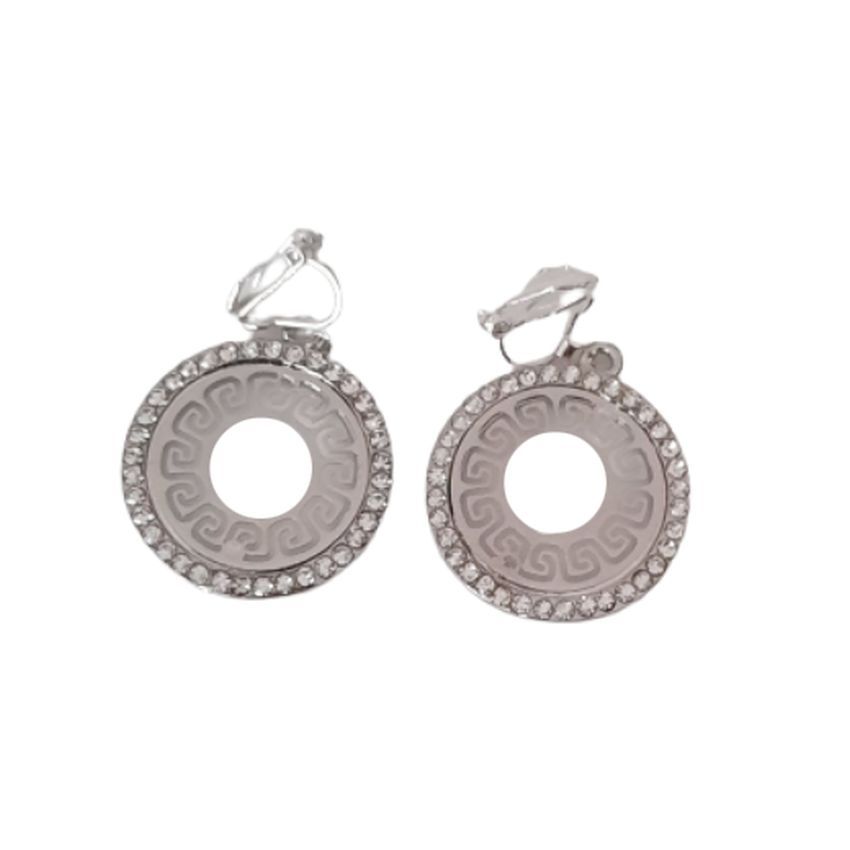 Pretty Round Flower Centre Silver Disc Dangly Earrings