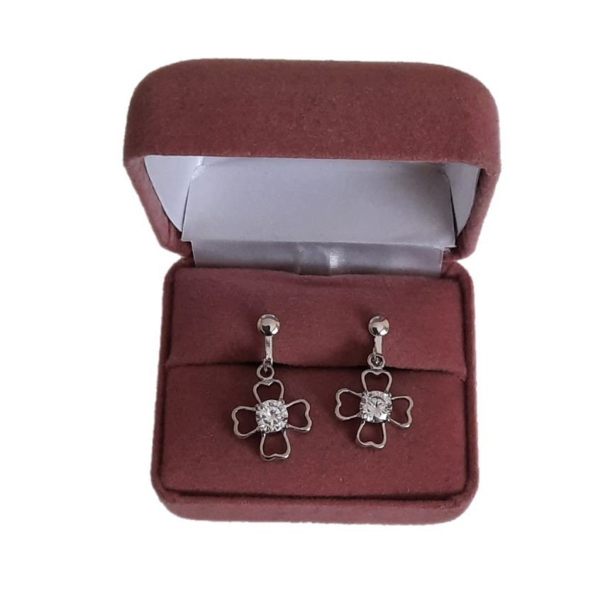 Pretty Diamante Flower Clip On Earrings(2)