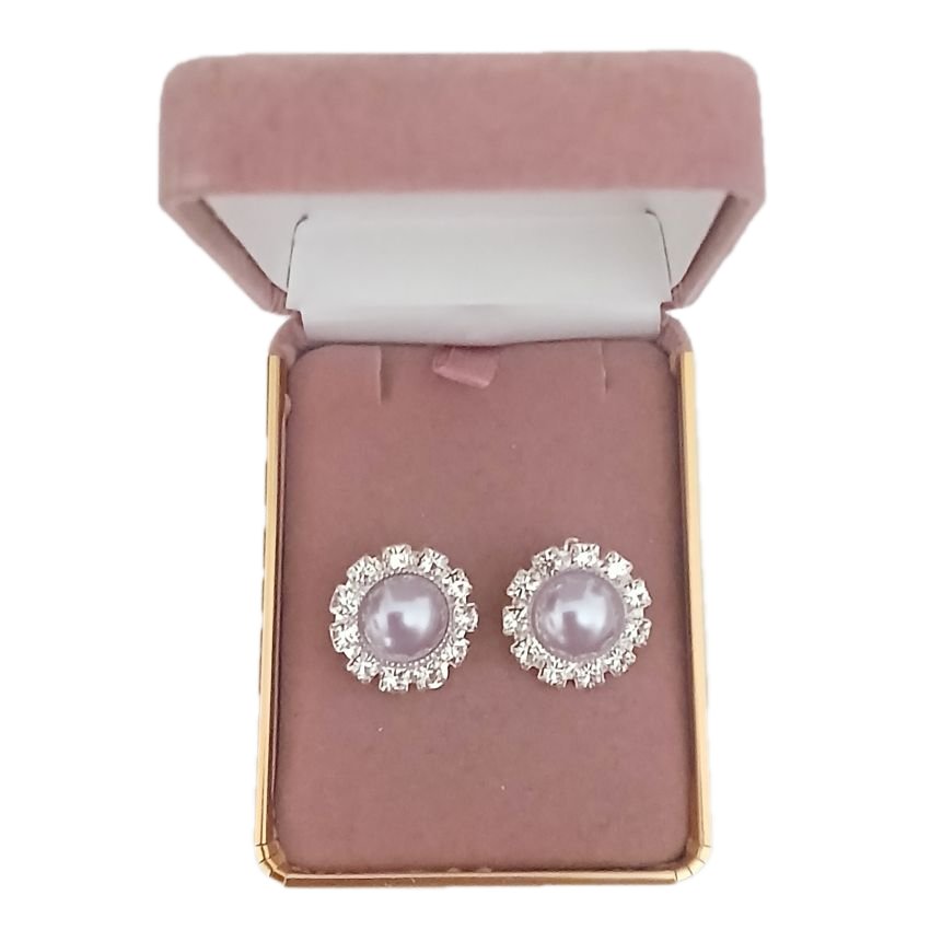 Purple Round Diamante Clip On Earrings(2)